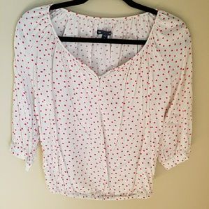 Gap outlet xs peasant pink polka dot top